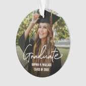 Double sided Handlettering Graduate Custom Photo Ornament (voorkant)