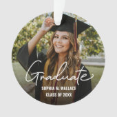 Double sided Handlettering Graduate Custom Photo Ornament (voorkant)