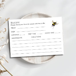 Double Sided Honey Bee Bridal Shower Recipe  Informatiekaartje