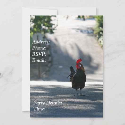 Double Sided Invitation (Rooster) Kaart (Achterkant)