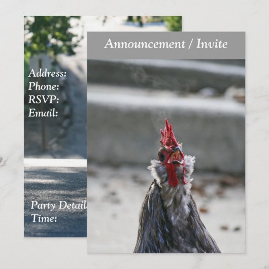 Double Sided Invitation (Rooster) Kaart (Voorkant / Achterkant)
