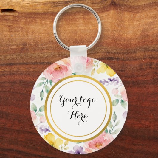 Double sided Logo QR Code floral keychain (Voorkant)
