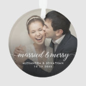Double sided Married & Merry Newlywed Custom Photo Ornament (achterkant)