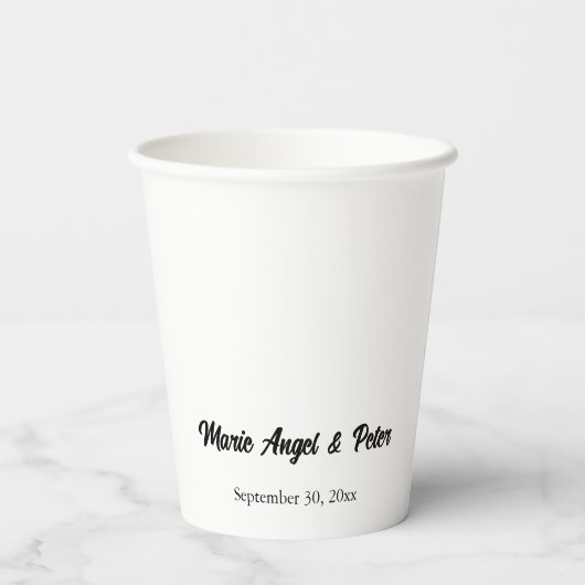 Double-Sided Minimalist Typography Wedding Papieren Bekers (Achterkant)