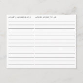 Double Sided Mocha Brown Bow Recipe Bridal Shower Informatiekaartje (Achterkant)