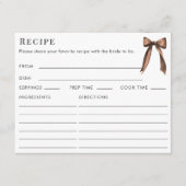 Double Sided Mocha Brown Bow Recipe Bridal Shower Informatiekaartje (Voorkant)