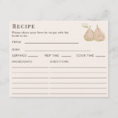 Double Sided Pear Fruit Theme Recipe Bridal Shower Informatiekaartje (Voorkant)