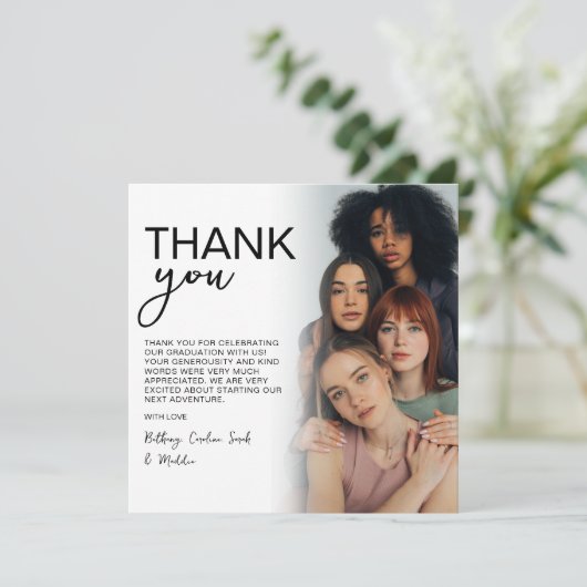 Double Sided Photo Group Graduparty Bedankkaart (Staand voorkant)
