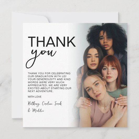 Double Sided Photo Group Graduparty Bedankkaart (Voorkant)