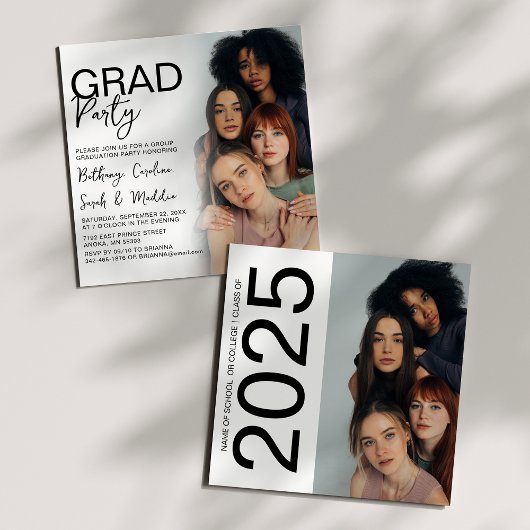 Double Sided Photo Group Graduparty Kaart