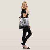 Double Sided Photo Love Text Black Carry Canvas ta Tote Bag (Op model)