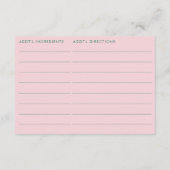 Double Sided Pink Green Bridal Shower Recipe  Informatiekaartje (Achterkant)