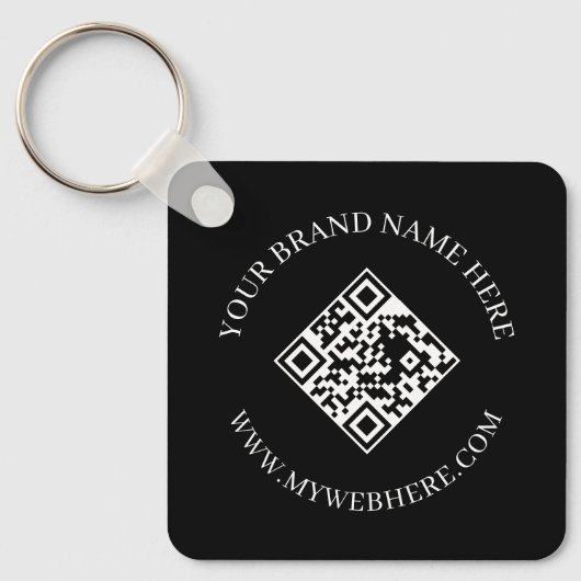 Double Sided QR Code Custom Text Black Keychains Sleutelhanger (Voorkant)