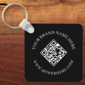 Double Sided QR Code Custom Text Black Keychains Sleutelhanger (Voorkant)