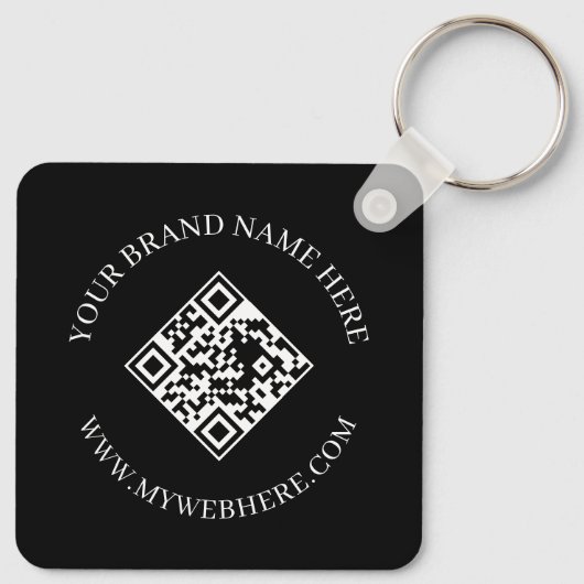Double Sided QR Code Custom Text Black Keychains Sleutelhanger (Achterkant)