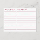 Double Sided Red Valentines Bridal Shower Recipe  Informatiekaartje (Achterkant)