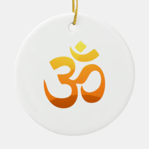 Double Sided Zen Yoga Om Mantra Symbol Gold Sun Keramisch Ornament