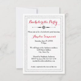 Double Silver Trim - 3x5 Bachelorette Invitation Kaart