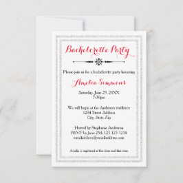 Double Silver Trim - 3x5 Bachelorette Invitation Kaart