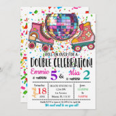 Double Sisters Bdays Celebration Roller Skating  Kaart (Voorkant / Achterkant)