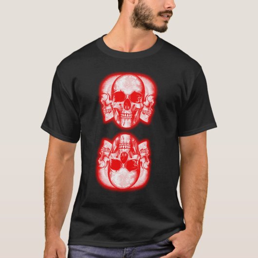 Double Skulls Merge Cool Mannen stijl 80s T-shirt (Voorkant)