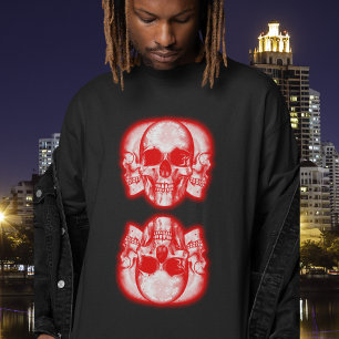 Double Skulls Merge Cool  Mannen stijl 80s T-shirt