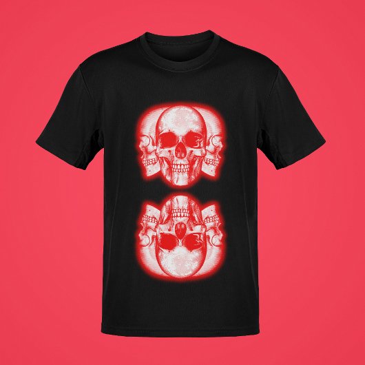 Double Skulls Merge Cool  Mannen stijl 80s T-shirt