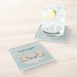 Double Snuggles Twin Baby shower Glazen Onderzetter