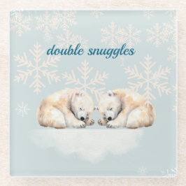 Double Snuggles Twin Baby shower Glazen Onderzetter