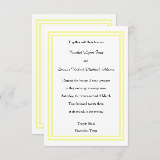 Double Soft Yellow Trim - 3x5 Weddenschap Kaart (Voorkant / Achterkant)