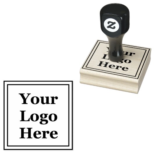 Double Square Border Voeg hier uw Logo toe Rubberstempel (Gestempeld)
