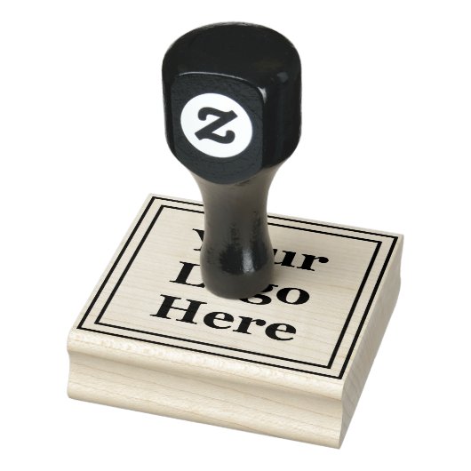 Double Square Border Voeg hier uw Logo toe Rubberstempel (Stempel)
