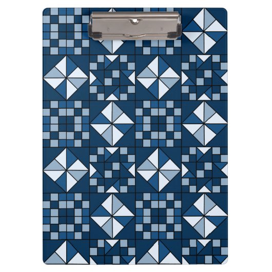 Double Star Chain Shades of Blue Quilt Klembord (Voorkant)