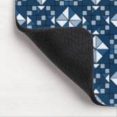 Double Star Chain Shades of Blue Quilt Muismat (Hoek)