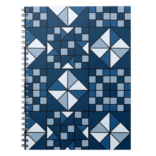 Double Star Chain Shades of Blue Quilt Notitieboek (Voorkant)