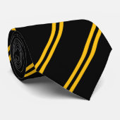Double Stripe Black & Gold Stropdas (Opgerold)