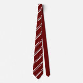 Double Stripe Maroon & White Stropdas (Voorkant)