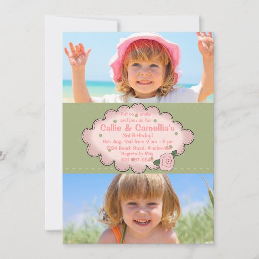 Double Sweet 2 Photo Invitation Kaart (Voorkant)