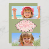 Double Sweet 2 Photo Invitation Kaart (Voorkant / Achterkant)