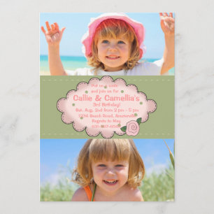 Double Sweet 2 Photo Invitation Kaart