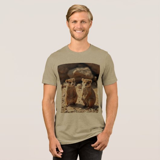 Double the Cuteness: Aussie Quokka Twins Tri-Blend Shirt (Voorkant volledig)