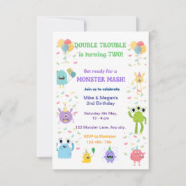 Double the Fun Twin Birthday Invitation – Bewerkba RSVP Kaartje