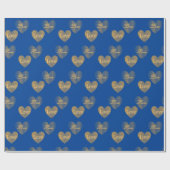 Double the Gold Love Hearts op Congress Blue Cadeaupapier (Vlak)