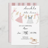 Double the Love tweeling baby shower Uitnodiging (Voorkant / Achterkant)