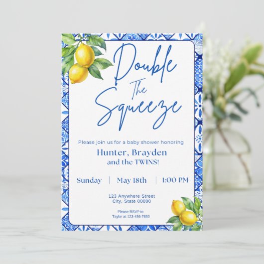 Double The Squeeze Invitation Kaart (Staand voorkant)