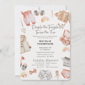 Double The Trouble Girl Twins Roze Baby shower Kaart (Voorkant)