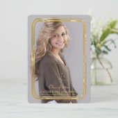 Double Thin Gold Lijst Photo Invitation Kaart (Staand voorkant)