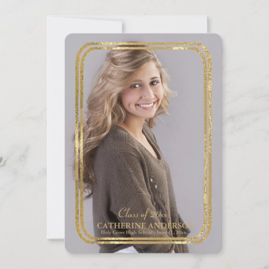 Double Thin Gold Lijst Photo Invitation Kaart (Voorkant)