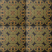 Double Tree of Life Faux op zwart reliëfpatroon Tegeltje