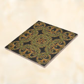 Double Tree of Life Faux op zwart reliëfpatroon Tegeltje